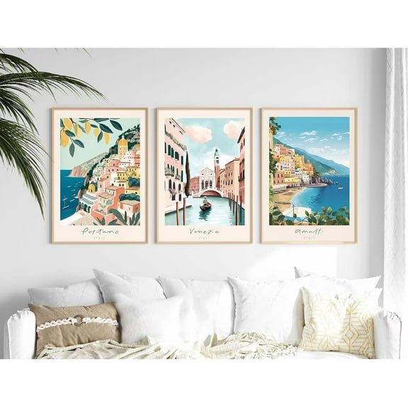Beach Boho Wall Art Prints Set of 3 Preppy Coastal Wall Decor Pictures Pink Beach Canvas Wall Decor Art Pastel Surf Art Lighthouse Poster Coastal Artwork for Room Bedroom 12x16 Inch Ready to Hang