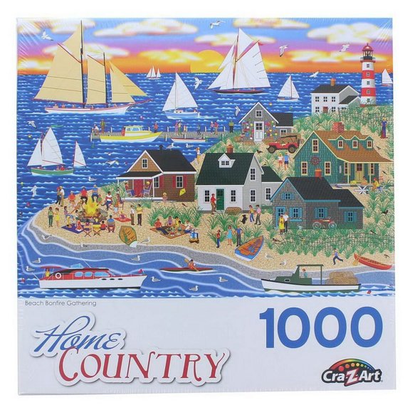 Beach Bonfire Gathering 1000 Piece Puzzle