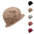 thumbnail image 1 of Beach Bucket Hats Men - UPF 50+ Wide Brim Foldable Vintage Floral Women's Wool Cloche Hat 1920s Winter Hat For Elegant Style, 1 of 4