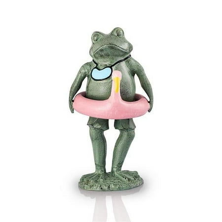 Beach Buddy Frog Verdigris Green Metal Garden Sculpture
