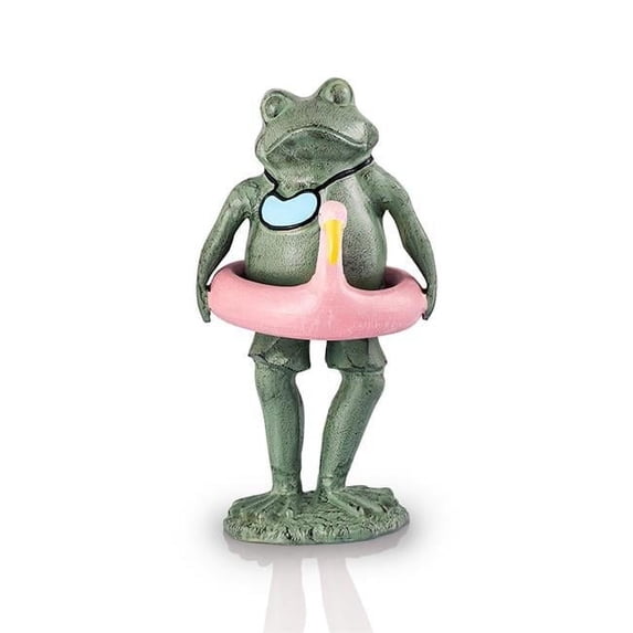 Beach Buddy Frog Verdigris Green Metal Garden Sculpture