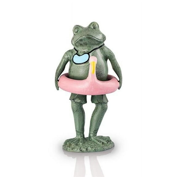 Beach Buddy Frog Verdigris Green Metal Garden Sculpture