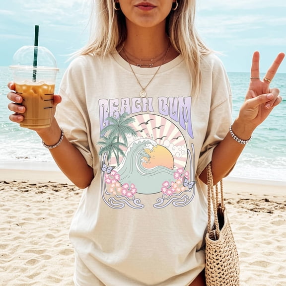 Beach Bum Retro Graphic Oversized Summer T-Shirt All Size S-3XL