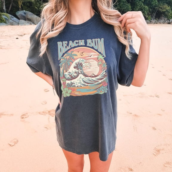 Beach Bum Retro Graphic Summer Boho Style T-Shirt All Size S-3XL