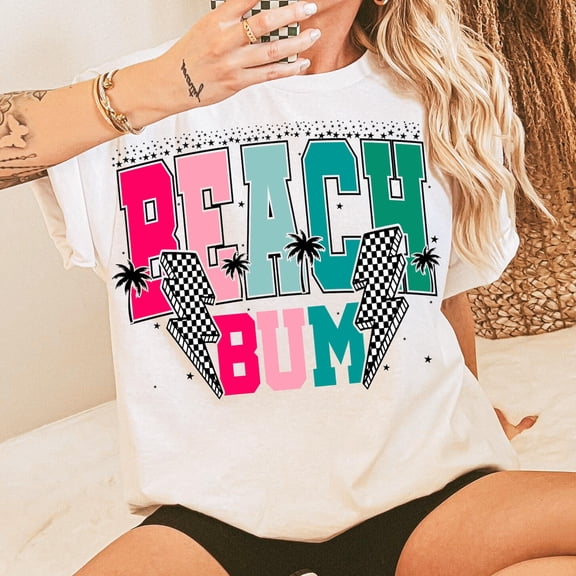 Beach Bum T-Shirt, Retro Summer Beach Shirt, Trendy Girly Summer Tee, Vacation Beach Outfit, Summer Vibes Shirt