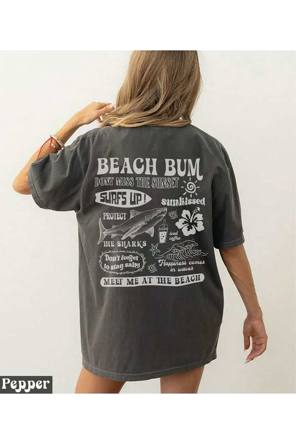 Beach Bum Tee Preppy Shirt Wearing Coconut girl Tee Shark Lover gift Woman's clothing Ocean Surf Shirt