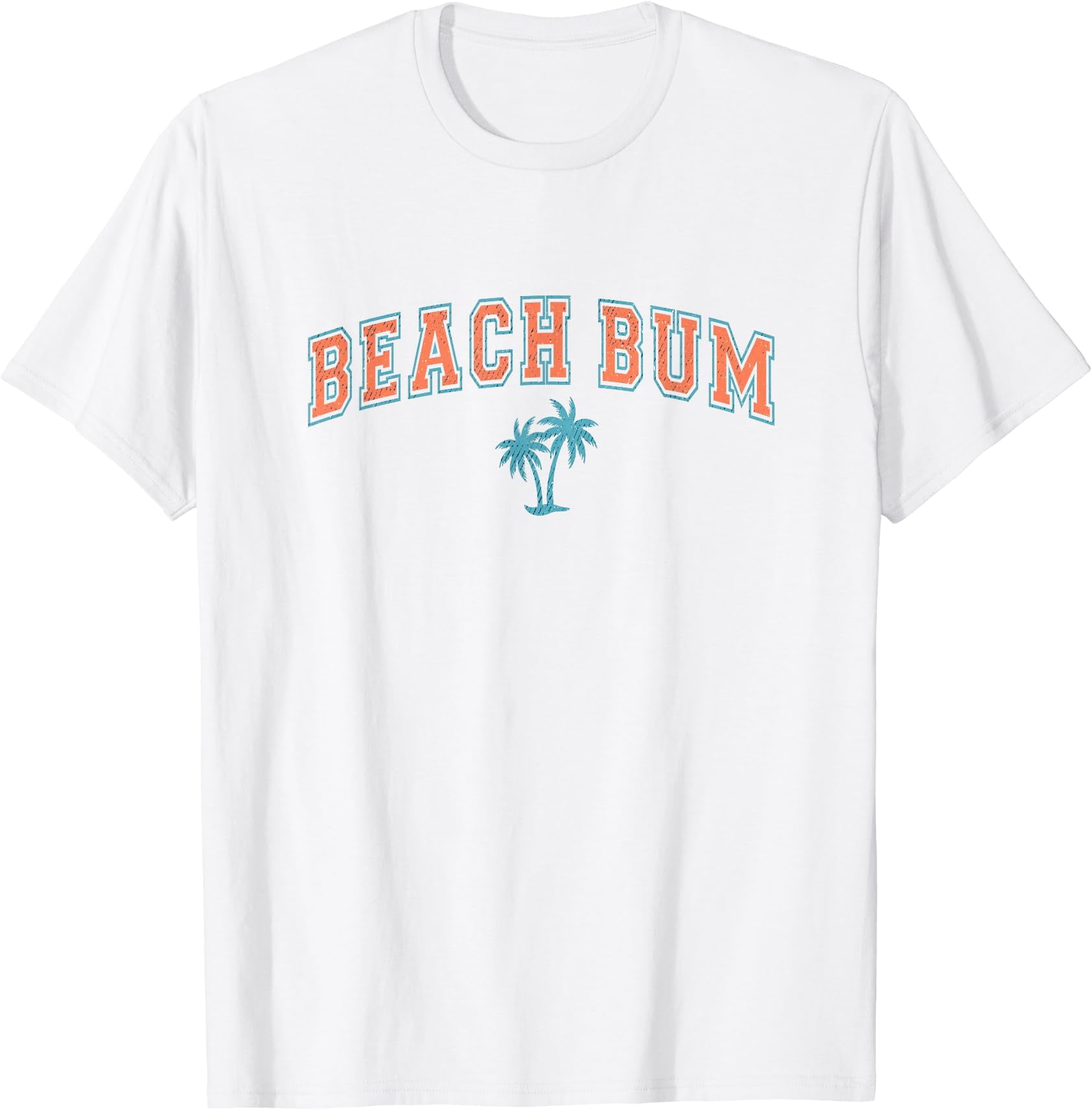 Beac Simple Beach Bum Varsity Text Palm Tree Simple Summer T-Shirt, Vintage T-Shirt ...