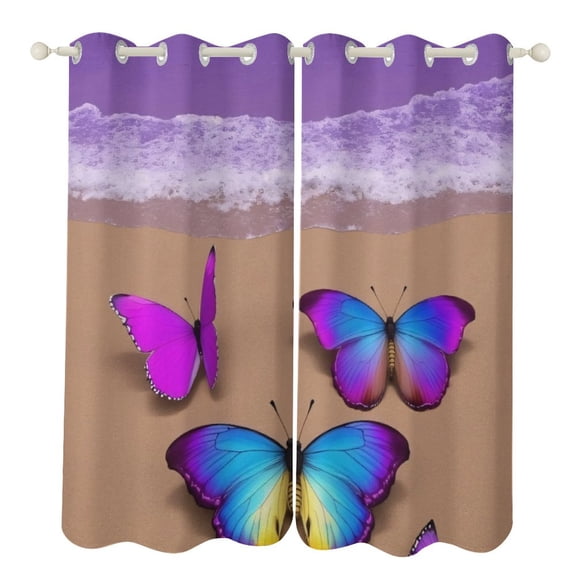 Beach Butterfly Bliss Luxury Window Curtains Blinds for Living Room Kids Bedroom Bathroom Kicthen Door Home Decor 2 Panels