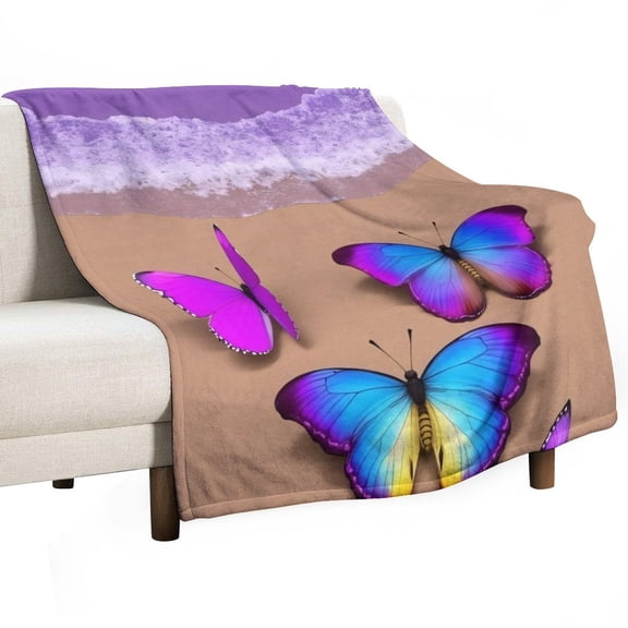 Beach Butterfly Bliss Throws Blankets for Sofa Bed Winter Plush Warm Blanket Holiday Gifts