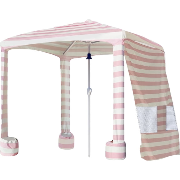 Beach Cabana, 6.2'x6.2' Beach Canopy, Easy Set up and Take Down, Cabana Tent with Sand Pockets, Sun Shade with Side Wall, Elegant
