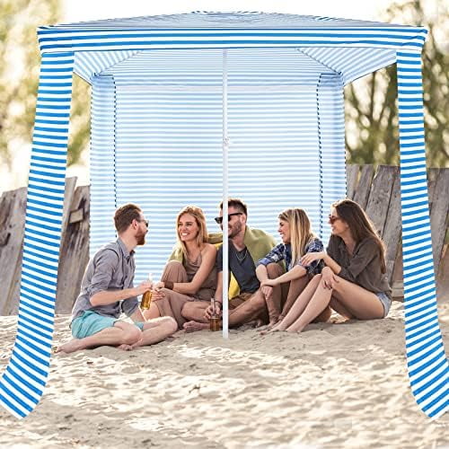 Beach Cabana, 6.7 x 6.8 Easy to Set up Beach Tent w/ Adjustable Height, Detachable Sidewall, Carry Bag, 4 Sandbags, NP10352BL Sun Shelter$$Sport & Recreation Other