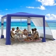 thumbnail image 1 of Beach Cabana, 8'×8' Large Beach Canopy with Side Wall, UPF 50+ Protection Easy Setup Beach Tent Sun Shelter, 1 of 9