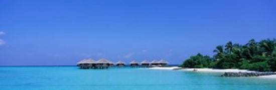 Beach Cabanas Baros Maldives Canvas Art - Panoramic Images (36 x 12)