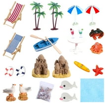 Beach Cake Decoration Hawaii Theme Miniature Chair Boat Palm Tree Models for Fairy Garden Decoration Summer Party Decoration