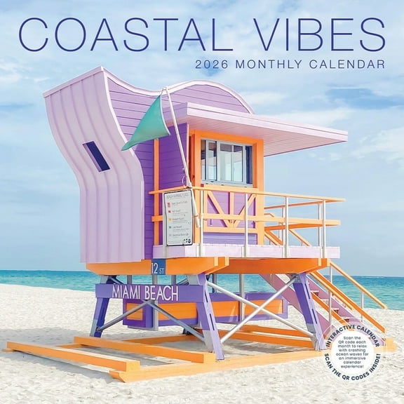 Beach Calendar 2026 | 12" x 24" Coastal Vibes Beaches Wall Calendar 16 Month | Marble City Press
