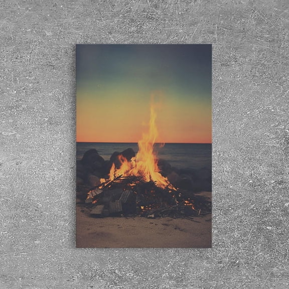 Beach Campfire Coastal Wall Art Unframed Paper Print