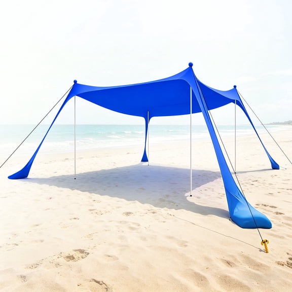 Beach Tent Sun Shelter UPF50+ - Easy Pop Up Beach Canopy - Outdoor Shade for Camping Trips, Fishing, Backyard Fun Picnics - Sand Shovel, Ground Pegs & Stability Poles, Indigo