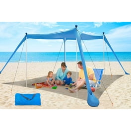 SUN NINJA 7x7.5 Outdoor Pop Up Beach Tent With Shovel, Pegs