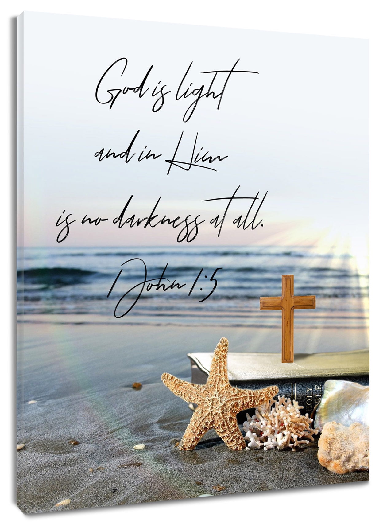 Beach Canvas Wall Art Inspirational Quotes Starfish Light Wall Art Decor  Summer Blue Gray Beach Theme Wall Art Home Decor Framed for Living Room  Bedroom Office Ready to Hang,12 X 16 Inches -, image size:1248x1700