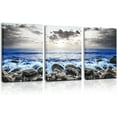 thumbnail image 1 of Beach Canvas Wall Art for Living Room, Blue Coastal Wall Decor for Bedroom, Seaside Pictures for Bathroom Wall Decoration, Ocean Painting Set for Office, Home Decor for Wall, 1 of 6