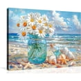 thumbnail image 1 of Beach Canvas Wall Art Ocean Picture Vintage Beach Daisy Drift Bottle Wall Art Beach Poster Wall Art Beach Scene Painting Coastal Prints Wall Art for Living Room Bedroom Wall Framed 8X10 inch, 1 of 6