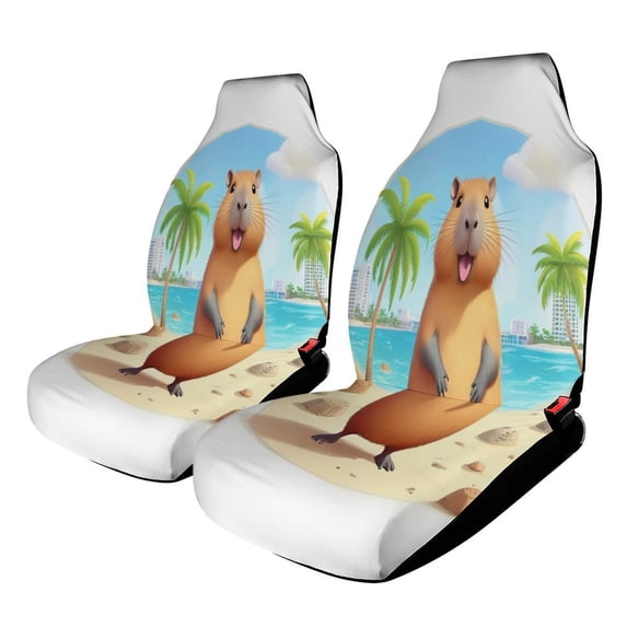 Beach Capybara Adventure Car Seat Covers Front Seats Universal Fit for Cars SUV Truck Auto Interior Accessories