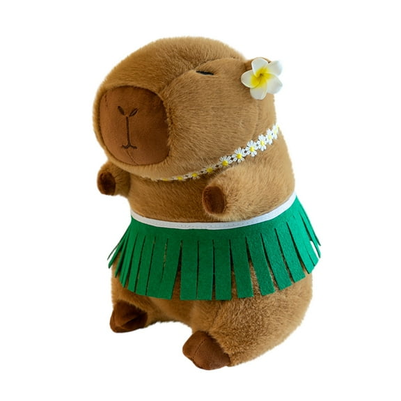 Beach Capybara Plush Toy Doll - 19.6In Capybara Doll Hawaiian Hula Skirt, Soft Capybara Stuffed Animal, Unique Birthday Gift for Family & Friend