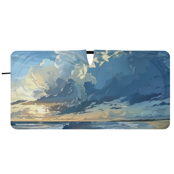 Beach Car Windshield Sun Shade Foldable Front Window Shades Cover Sun Visor Shield Block