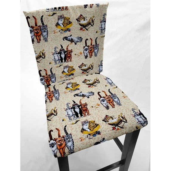 Beach Cats Dining Room Chair Back Covers or Seat Covers by Penny's Needful Things (Both Chair Back & Seat Cover) (20 W x 20 H CHAIR BACK)