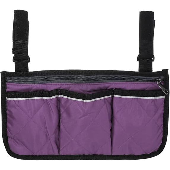 Beach Chair Armrest Bag, Waterproof Beach Chair Hanging Storage Pouch Arm Rest Magazine Snack Bag with 4 Pockets for Camping Outdoors,Purple