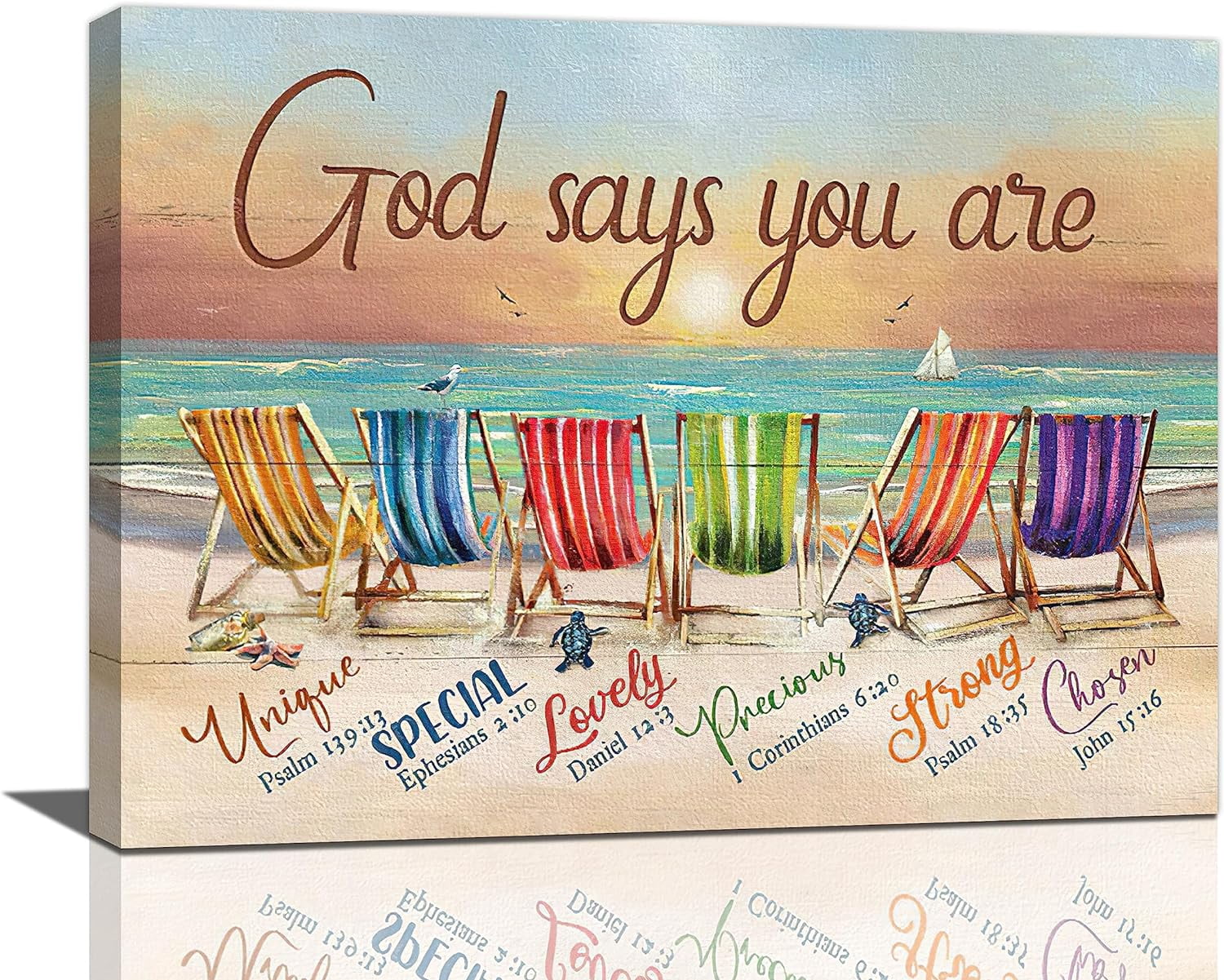 Beach Chair Bathroom Decor Wall Art Sea Beach Ocean Coastal Theme God ...
