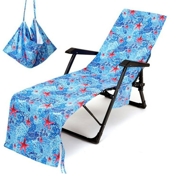 Beach Chair Cover, Lounge Chair Covers with Side Pockets 84.6" x 29.5",Thick and Quick Dry Lounge Chair Towel Cover for Sun Lounger, Pool Beach Garden Outdoor Tanning Chair Cover