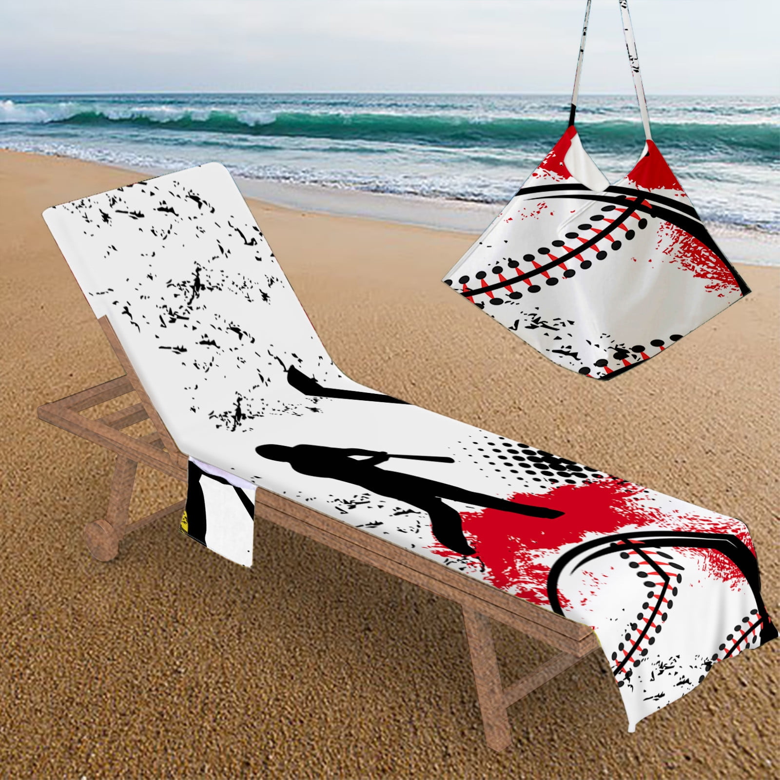 Beach Chair Cover with Side Pockets Microfiber Chaise Lounge Chair Towel Covers for Sun Lounger Pool Sunbathing Beach Hotel Vacation Easy to Carry