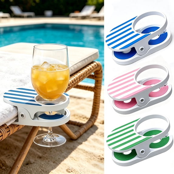 Beach Chair Cup Holder 2 Pack, Secure Your Beverage Anywhere,Drink Clip for Table, Porch Swing, Patio Chair, Most Cups, Bottles, Cans, Tumbles,