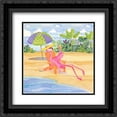 thumbnail image 1 of Beach Chair Flamingo 2x Matted 16x16 Black Ornate Framed Art Print by Paul Brent, 1 of 2