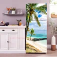 thumbnail image 1 of Beach Chair Mural Fridge Door Wrap Cover Waterproof PVC Kitchen Wallpaper Coconut Tree Refrigerator Door Sticker Decals, 1 of 6
