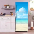 thumbnail image 1 of Beach Chair Mural Fridge Door Wrap Cover Waterproof PVC Kitchen Wallpaper Coconut Tree Refrigerator Door Sticker Decals, 1 of 6