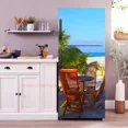 thumbnail image 1 of Beach Chair Mural Fridge Door Wrap Cover Waterproof PVC Kitchen Wallpaper Coconut Tree Refrigerator Door Sticker Decals, 1 of 6
