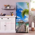 thumbnail image 1 of Beach Chair Mural Fridge Door Wrap Cover Waterproof PVC Kitchen Wallpaper Coconut Tree Refrigerator Door Sticker Decals, 1 of 6