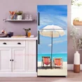 thumbnail image 1 of Beach Chair Mural Fridge Door Wrap Cover Waterproof PVC Kitchen Wallpaper Coconut Tree Refrigerator Door Sticker Decals, 1 of 6