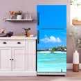 thumbnail image 1 of Beach Chair Mural Fridge Door Wrap Cover Waterproof PVC Kitchen Wallpaper Coconut Tree Refrigerator Door Sticker Decals, 1 of 6