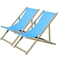 thumbnail image 1 of Beach Chair Of 2 - Solid Wood Folding Chairs With Adjustable Height For Relaxation Blue Patio Lounge Wooden Outdoor Comfort, 1 of 5