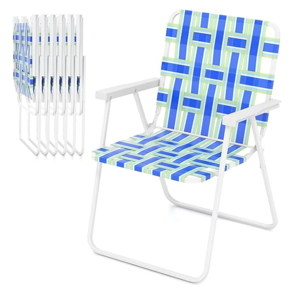 Beach Chair Set of 6, Portable Folding Lawn Chairs Webbing with Webbed Seat & Back, Lightweight Foldable Heavy Duty Camping Chairs 330 lbs for Outside/Outdoor, Patio, Pool, Garden, Yard
