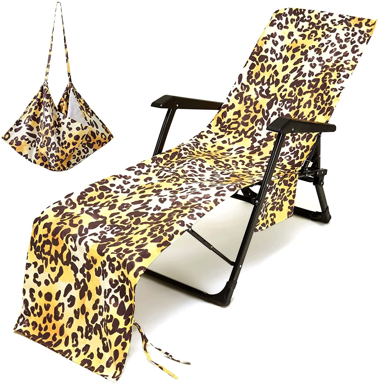 Beach Chair Towel Chaise Lounge Cover with Pockets Pool Chair Towel for