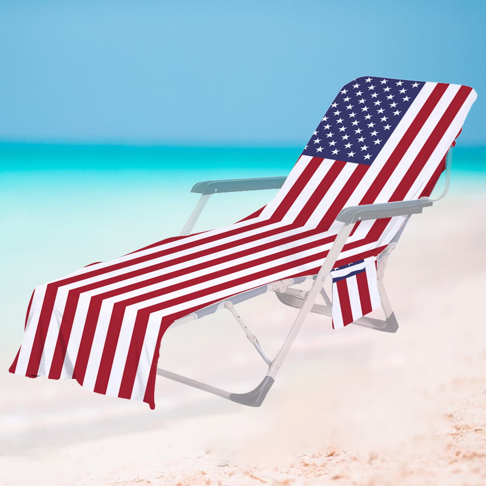 White Cotton Beach Towel Recliner Cover Cotton Beach Chair Towel Bath Towel 320G Per Square Meter main image 1