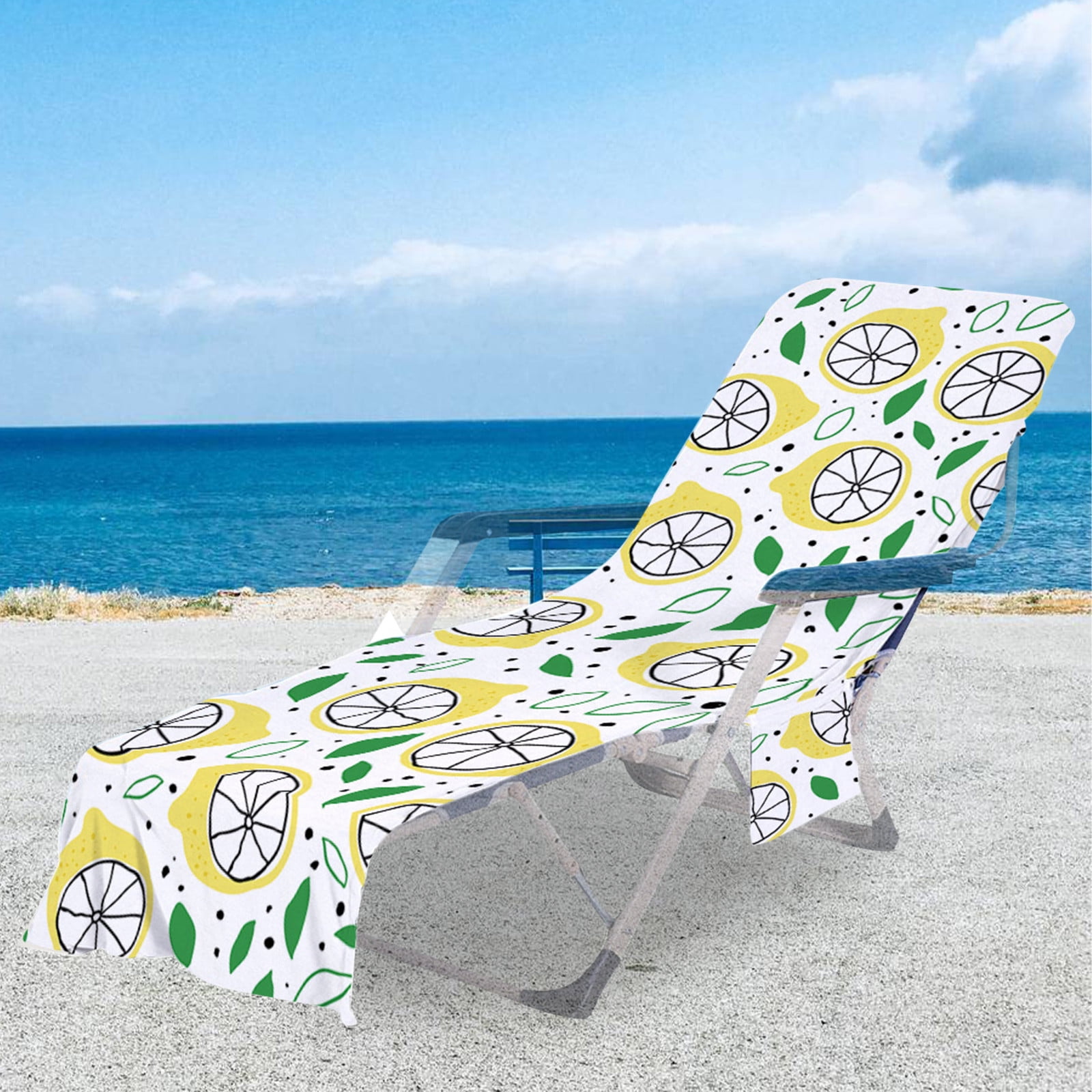 Beach Chair Towel with Side Pockets,Microfiber Chaise Lounge Chair