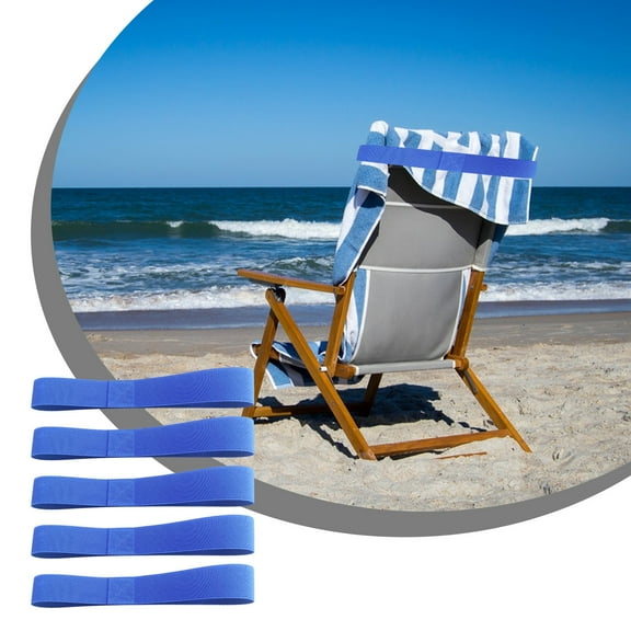 Beach Chair Towel Straps, Elastic Towel Clips for Pool Lounge Chairs, Secure Beach Towels and Cushions, 5-Pack