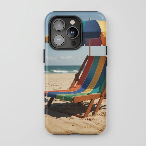 Beach Chair Umbrella For All iPhone Series Tough Phone Case Summer Theme Multi Color