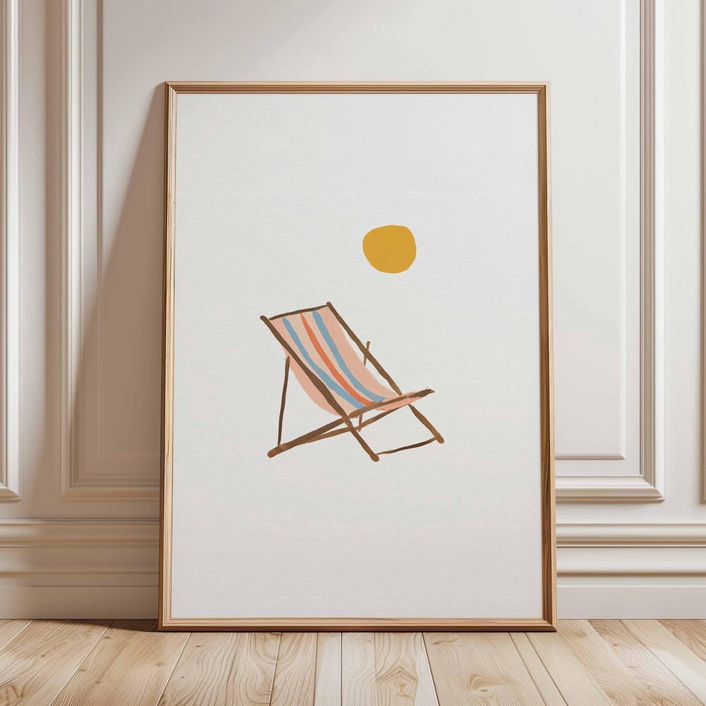 Beach Chair Wall Art Print Minimalist Summer Poster Coastal Sun ...
