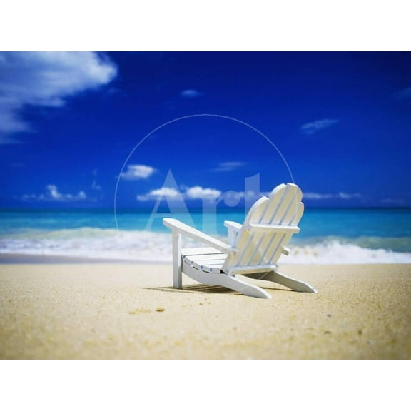 Beach Chair on Empty Beach, Scenic Unframed Photographic Print Wall Art by Randy Faris Sold by Art.Com